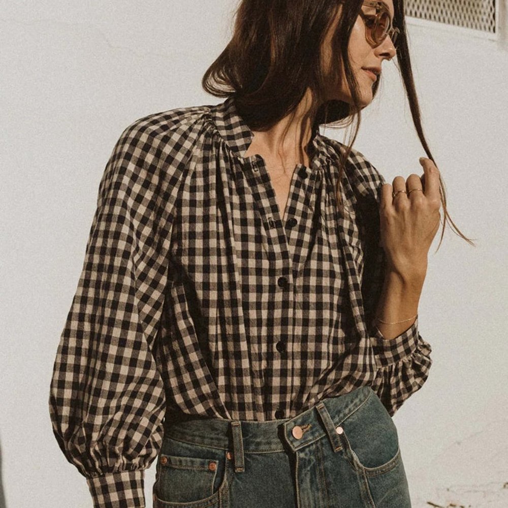 Esby Liza Top in Indigo Gingham